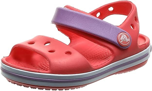 

Босоножки Crocs Crocband J3 34-35 красные с фиолетовым плюс подарок украшение джибитс