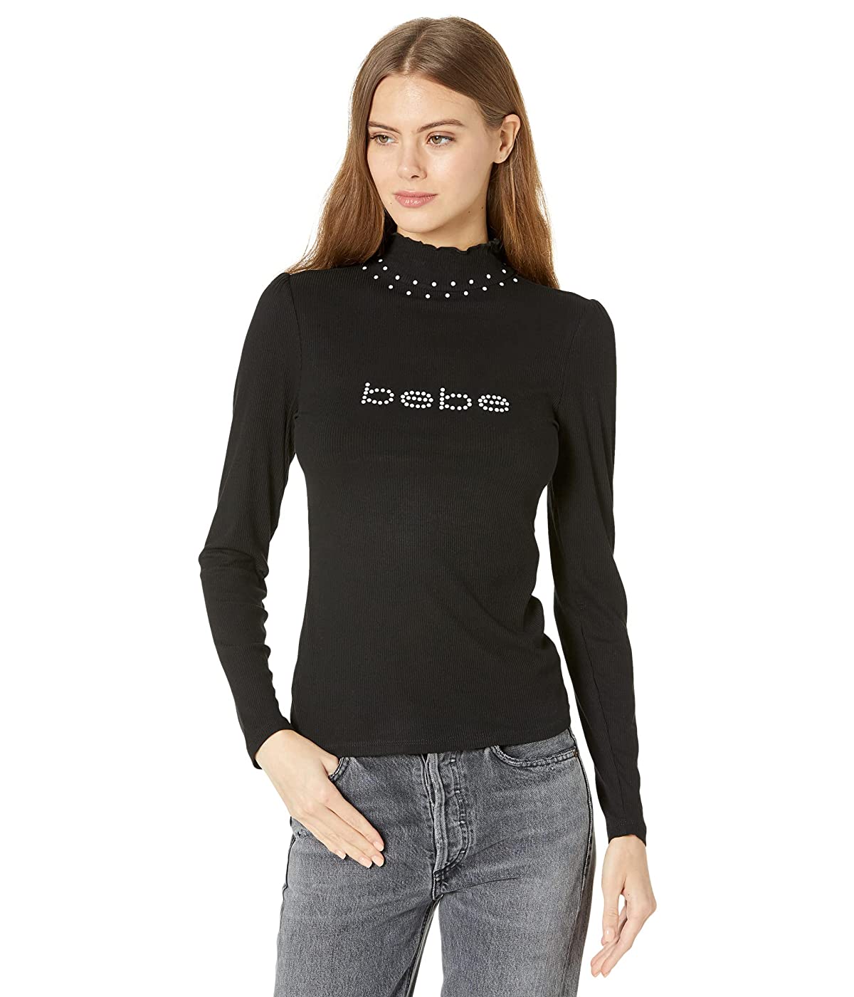 

Лонгслив bebe Mock Neck with Pearl Details Black,  (48, Лонгслив bebe Mock Neck with Pearl Details Black, L (48)