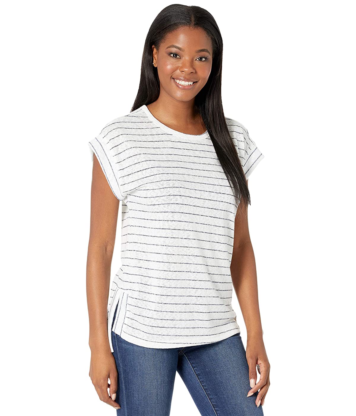 

Футболка Bobeau Side Slit Stripe Tee Ivory/Indigo,  (50, Футболка Bobeau Side Slit Stripe Tee Ivory/Indigo, XL (50)