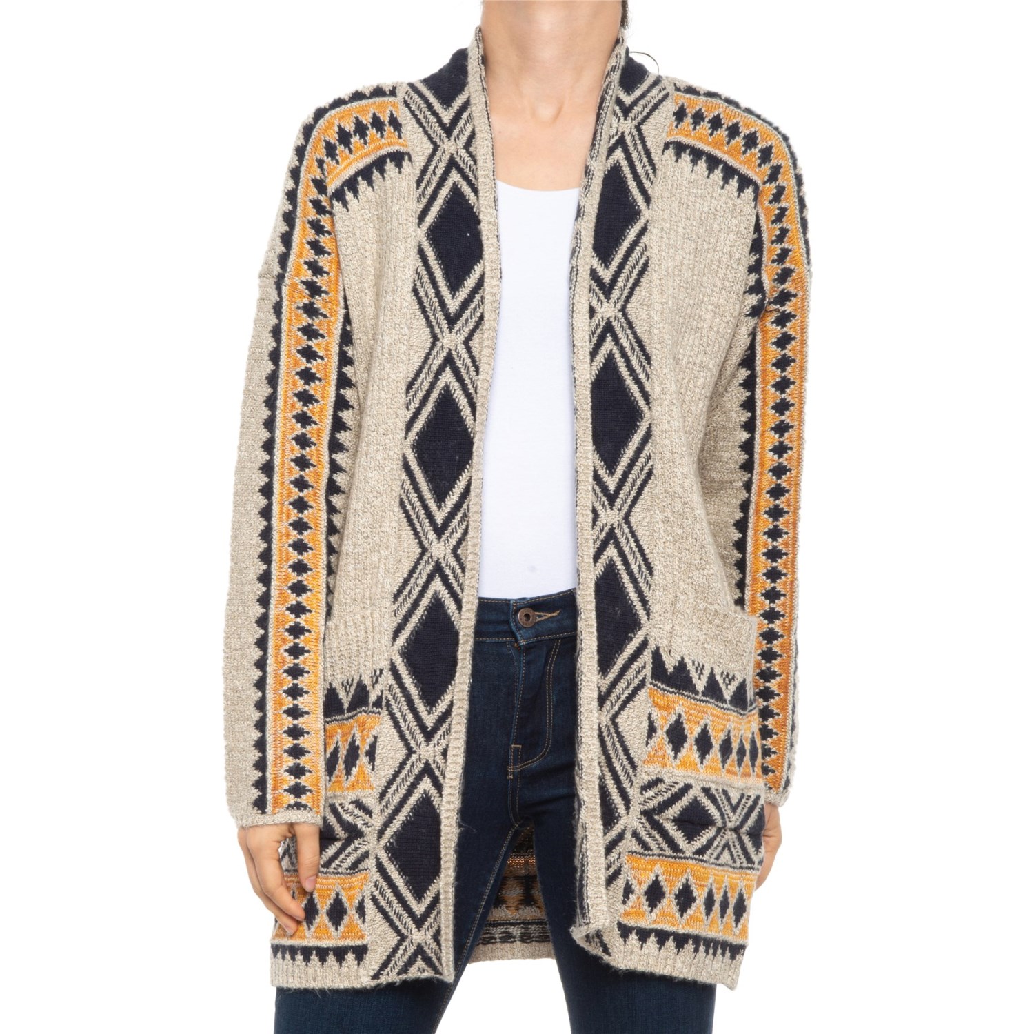 

Кардиган Lucky Brand Tribal - Open Front Navy/Yellow Multi, L (48)