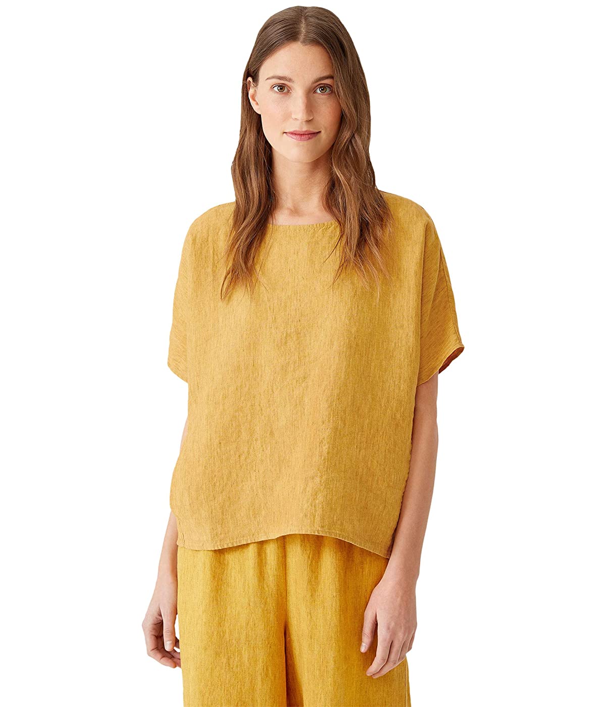 

Футболка Eileen Fisher Round Neck Boxy Top in Washed Organic Linen Delave Marigold,  (46, Футболка Eileen Fisher Round Neck Boxy Top in Washed Organic Linen Delave Marigold, M (46)