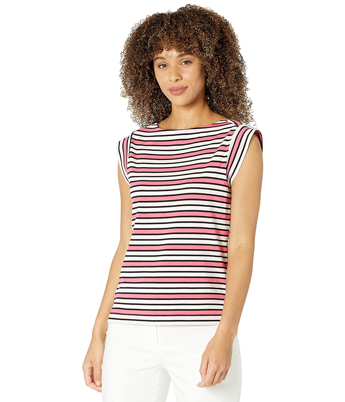 

Футболка Anne Klein Multi Stripe Cap Sleeve Cotton Top Camellia/Aster Combo,  (48, Футболка Anne Klein Multi Stripe Cap Sleeve Cotton Top Camellia/Aster Combo, L (48)