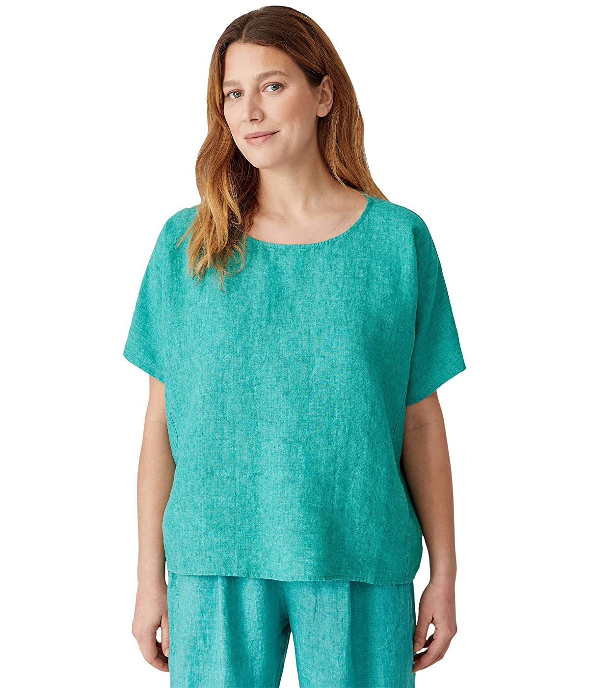 

Футболка Eileen Fisher Petite Round Neck Boxy Top in Washed Organic Linen Delave Deep Aqua,  (46, Футболка Eileen Fisher Petite Round Neck Boxy Top in Washed Organic Linen Delave Deep Aqua, M (46)