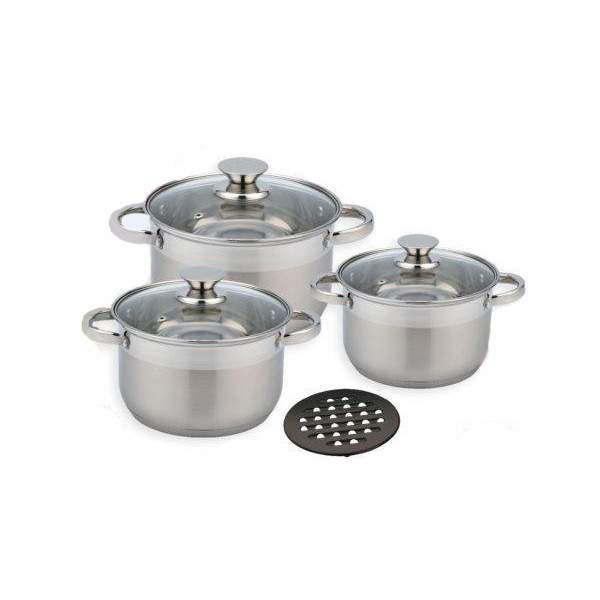 

Набор кастрюль 4 л, 5.1 л, 6.5 л посуды из нержавеющей стали Benson (7 предметов) BN-241 Silver