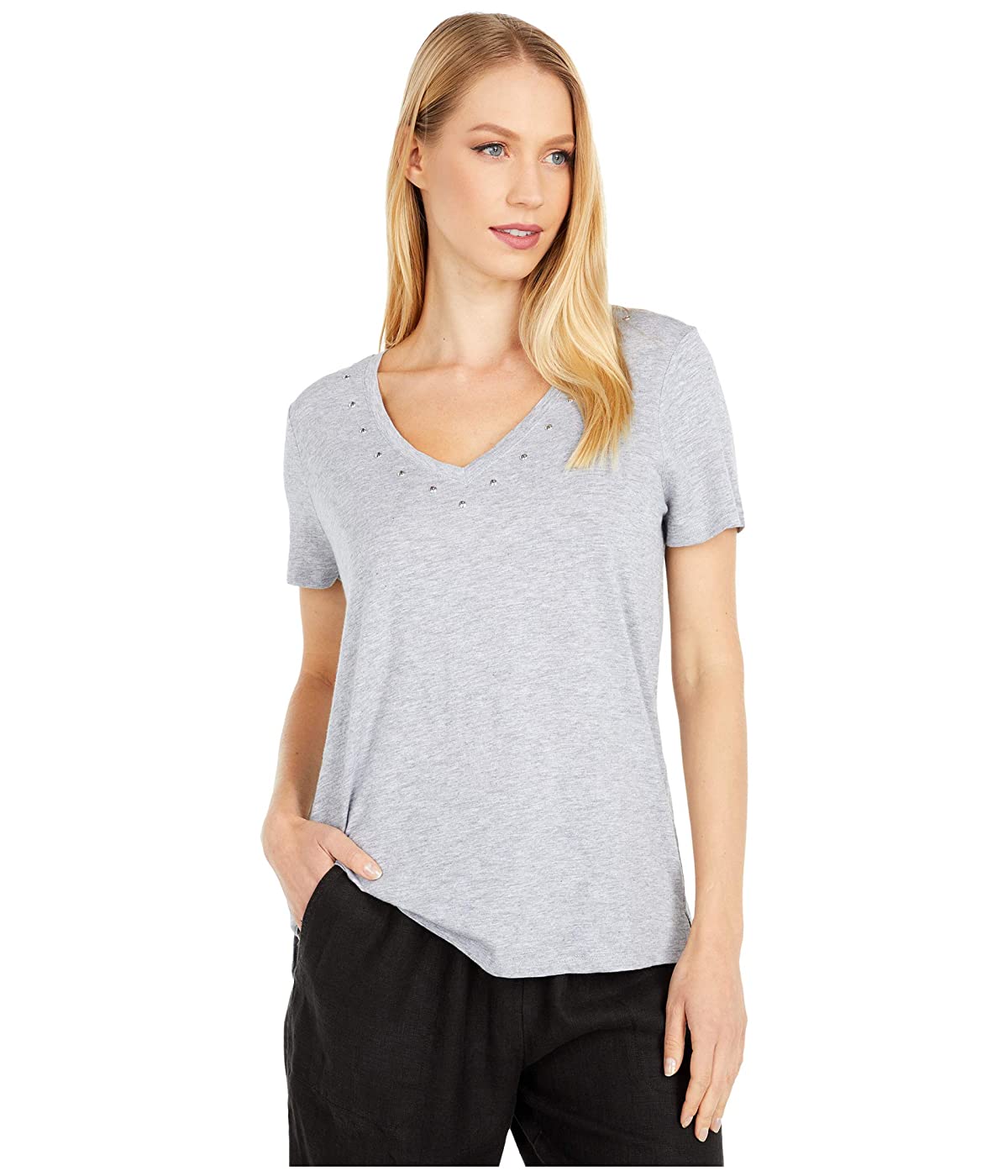 

Футболка Vince Camuto Short Sleeve Studded V-Neck Top Silver Heather,  (42, Футболка Vince Camuto Short Sleeve Studded V-Neck Top Silver Heather, XS (42)