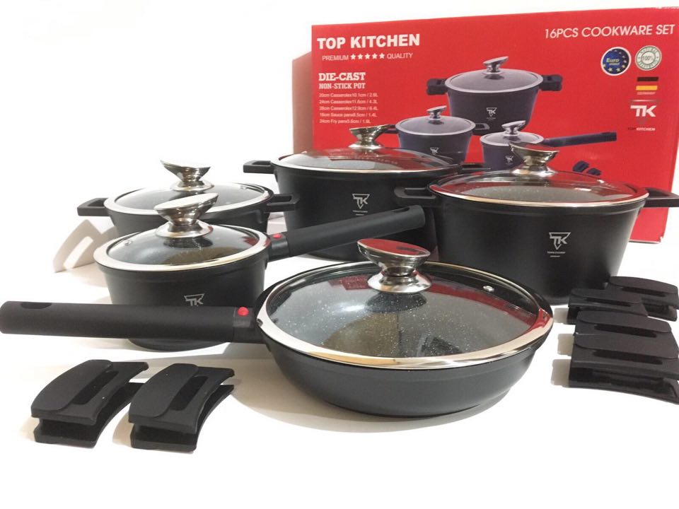 

Набор посуды кастрюль с мраморным покрытием Top Kitchen TK23 16 предметов