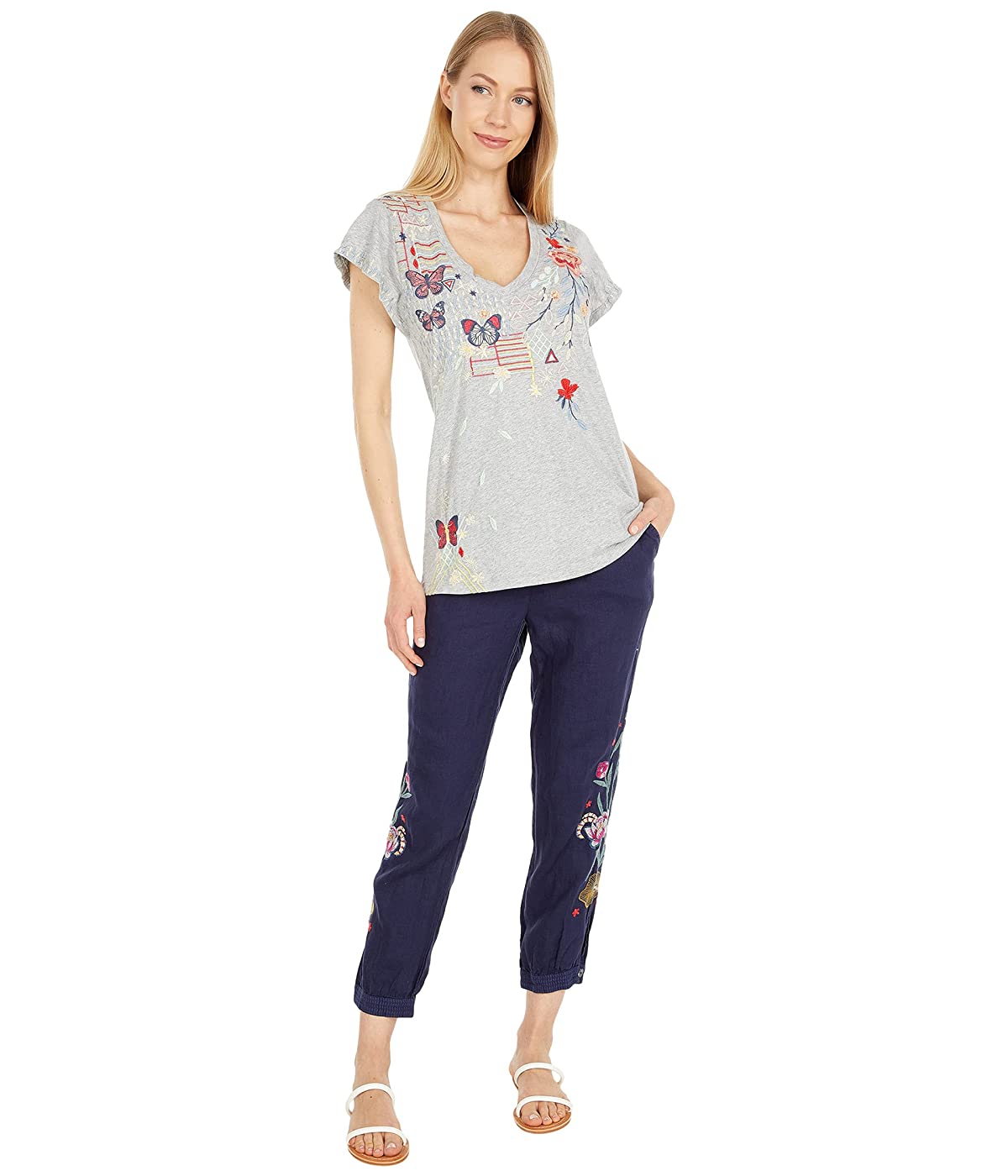 

Футболка Johnny Was Aravis Flutter Sleeve V-Neck Tee Heather Grey, XS (42)