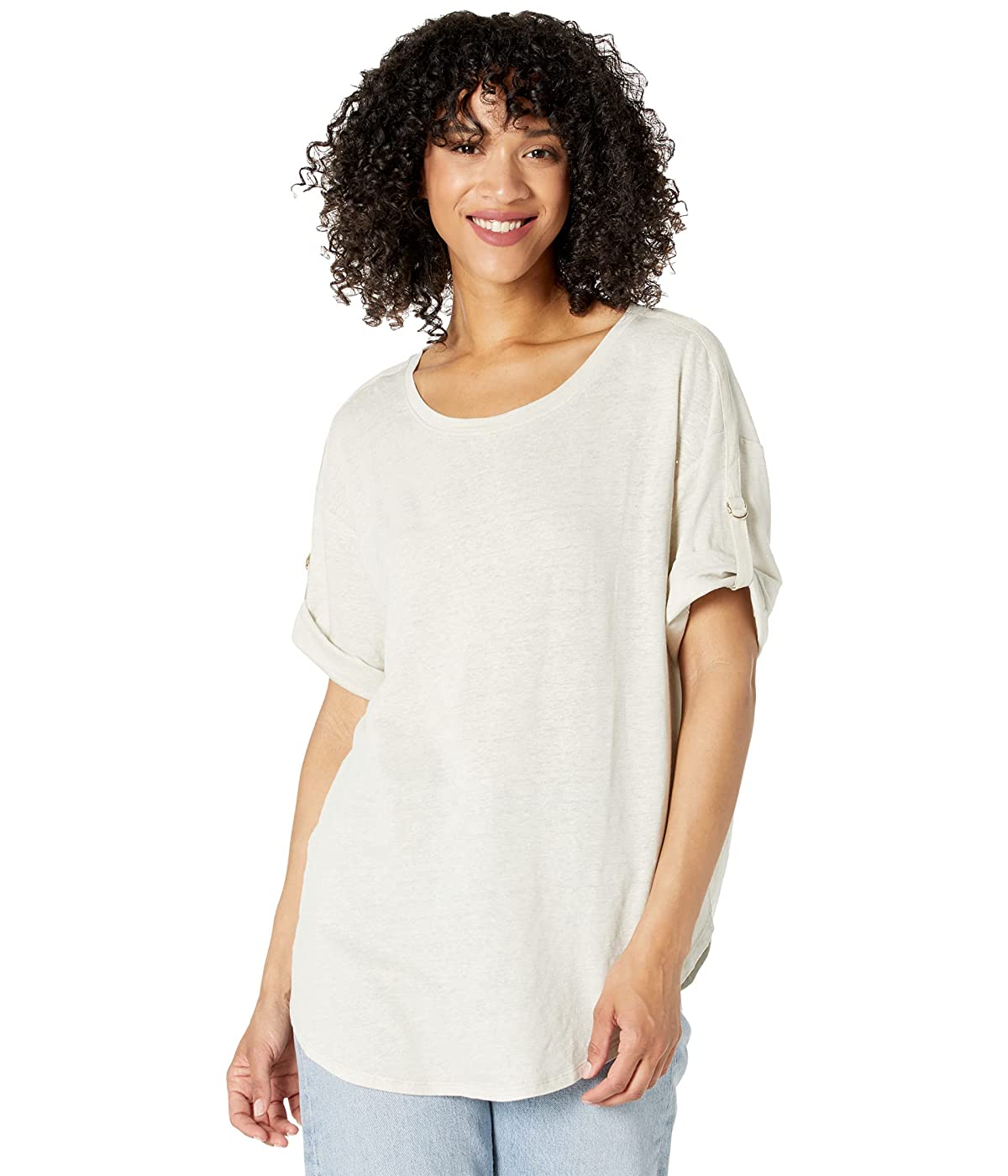 

Футболка Lysse Lavinia Linen Jersey Tee with Pull Tab Sleeve Detail Ivory,  (50, Футболка Lysse Lavinia Linen Jersey Tee with Pull Tab Sleeve Detail Ivory, XL (50)