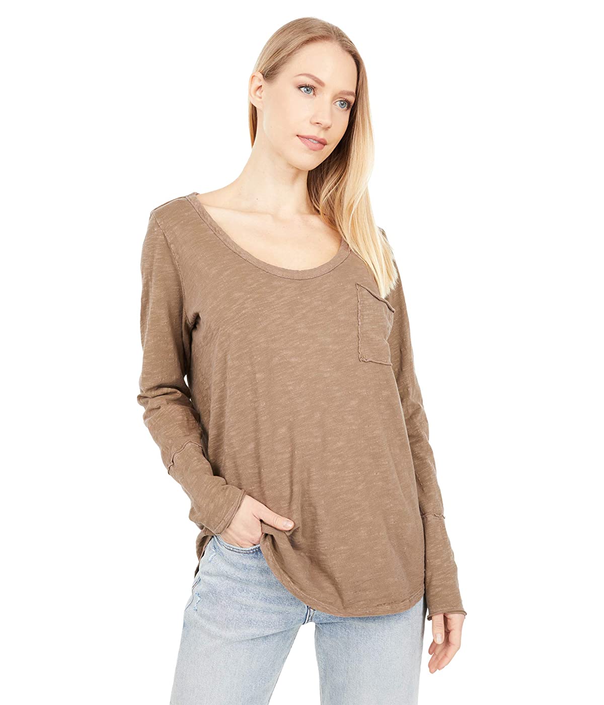 

Лонгслив Mod-o-doc New Slub Jersey High-Low Scoop Neck Top Brown Agate, M (46)