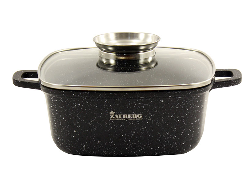 

Кастрюля квадратная с мраморным покрытием и крышкой 3.5 л Zauberg 1222 BL