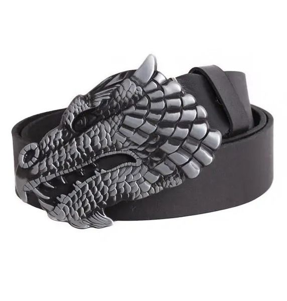 

Кожаный ремень с бляхой дракон D-Belts S0189 черный (130 см х 4 см)