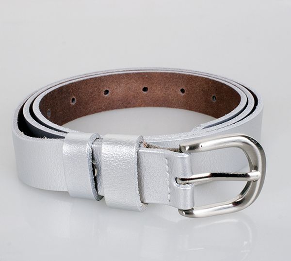 

Женский ремень с натуральной кожи D-Belts S0013 серебряный (110 см х 2.5 см)