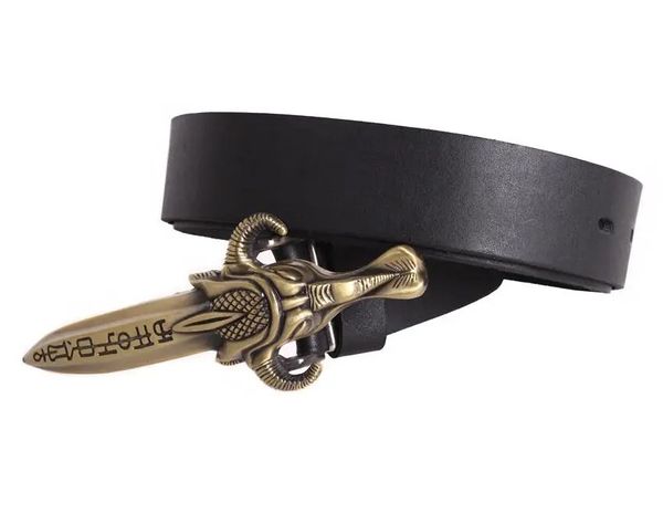 

Кожаный ремень с бляхой Бронзовый D-Belts S0192 черный (130 см х 4 см)