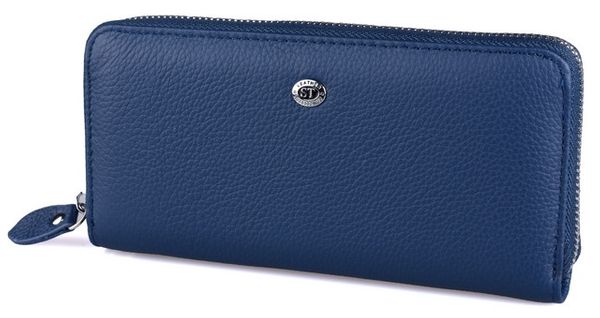 

Кожаный кошелек- клатч на молнии St leather 382019 Синий