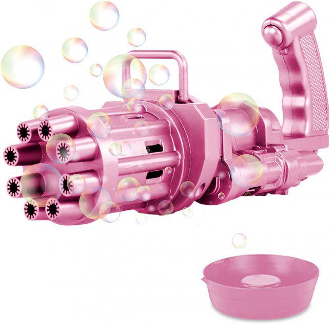 

Детская игрушка Gatling Electric Bubble GUN машинка для пузырей, розовый (8064)