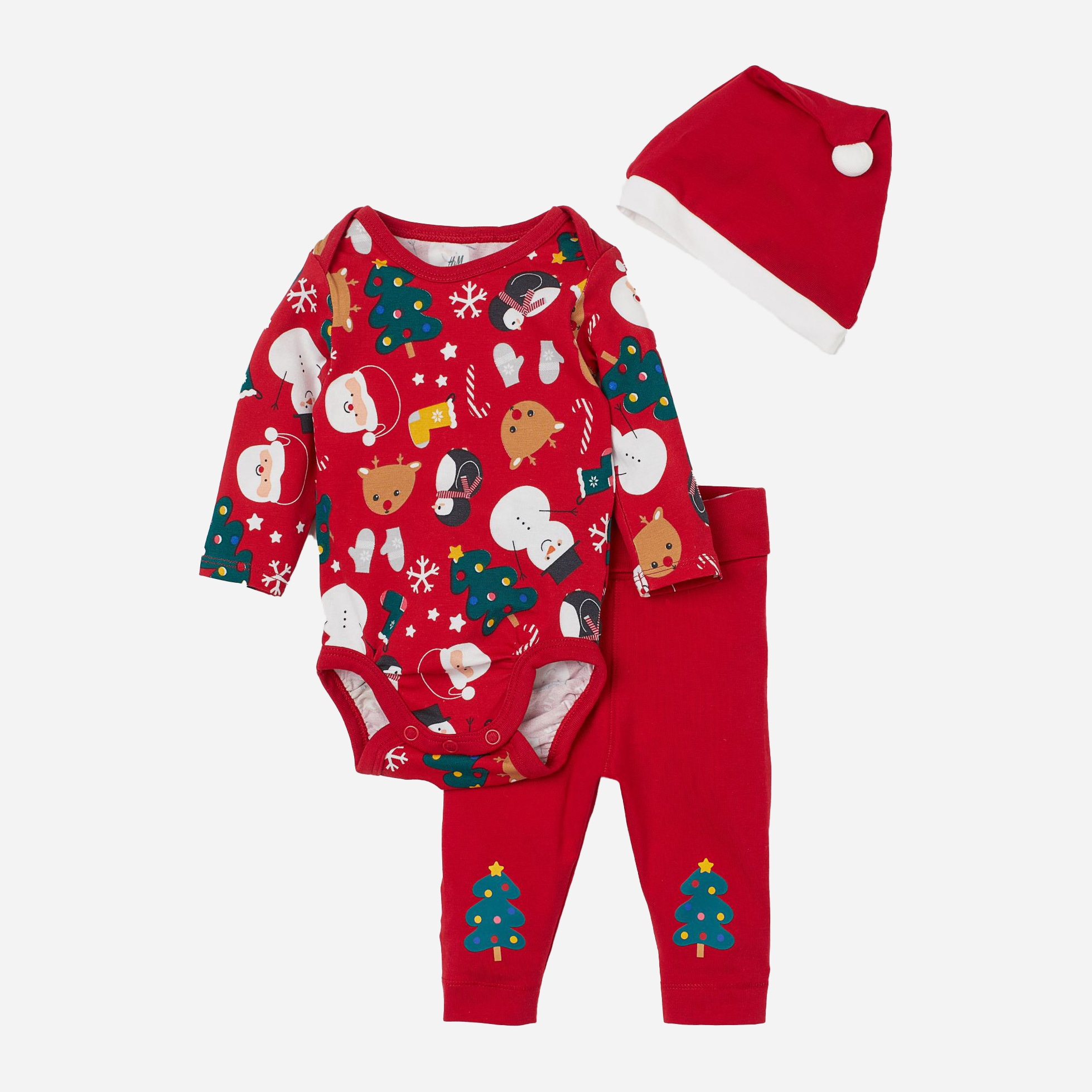 

Комплект (боди + штаны + шапочка) H&M 866482b27 56 см Красный
