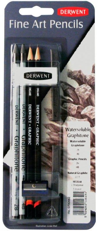 

Набор карандашей для графики Derwent Watersoluble Graphitone 8 шт 700662