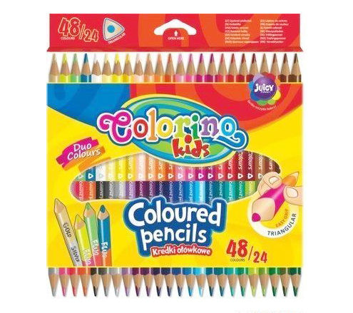 

Карандаши цветные Colorino двухсторонние треугольные 24шт/48 цветов 51705