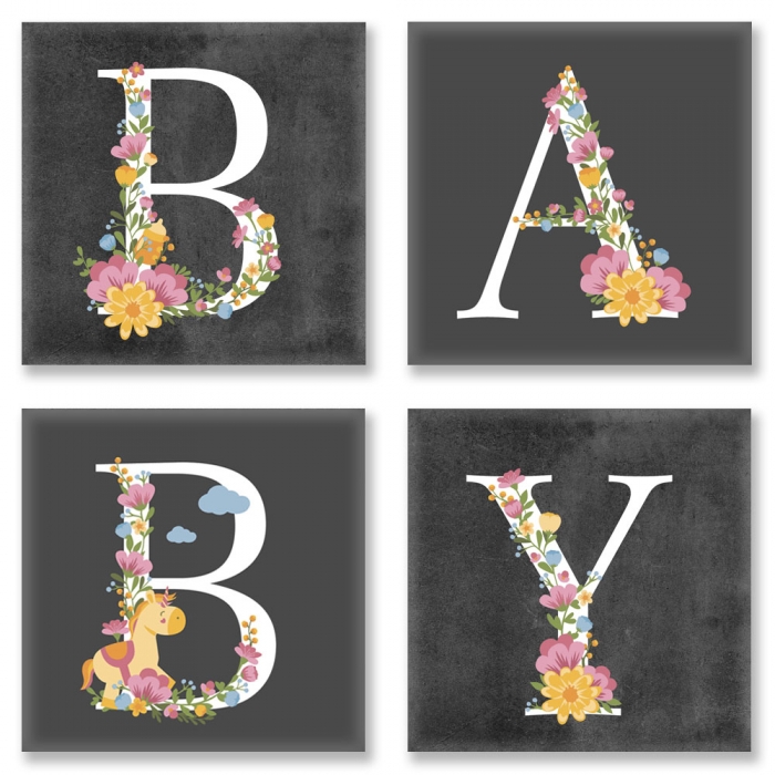 

BABY, лофт 4 шт. Раскраска по цифрам. Идейка 18x18