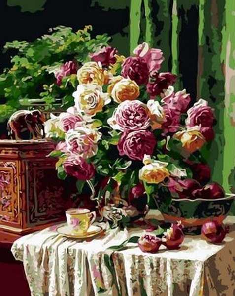 

Розы на столе. Набор для рисования. Mariposa 40x50