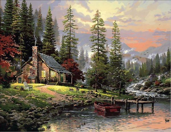

Домик в лесу. Роспись по номерам. Mariposa 40x50