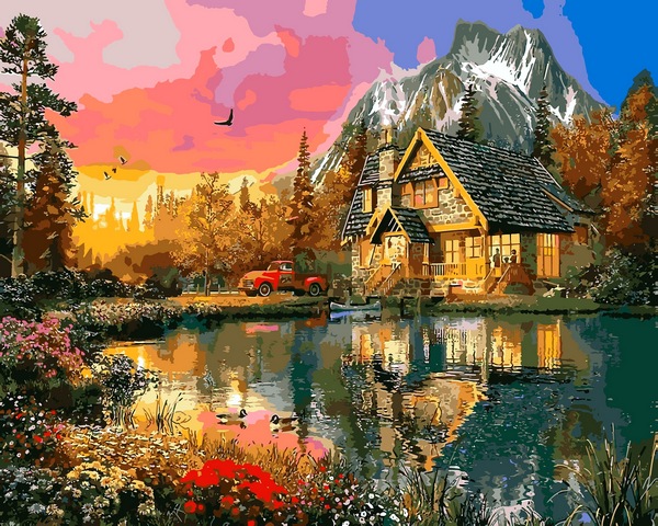 

Краски заката. Раскраска по цифрам для взрослых. Mariposa 40x50
