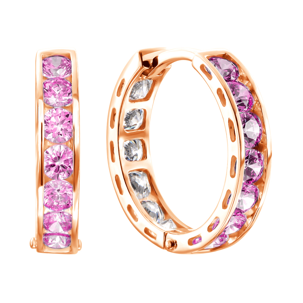 

Золотые серьги с розовыми и белыми фианитом S Zirconia, 15мм 000099261
