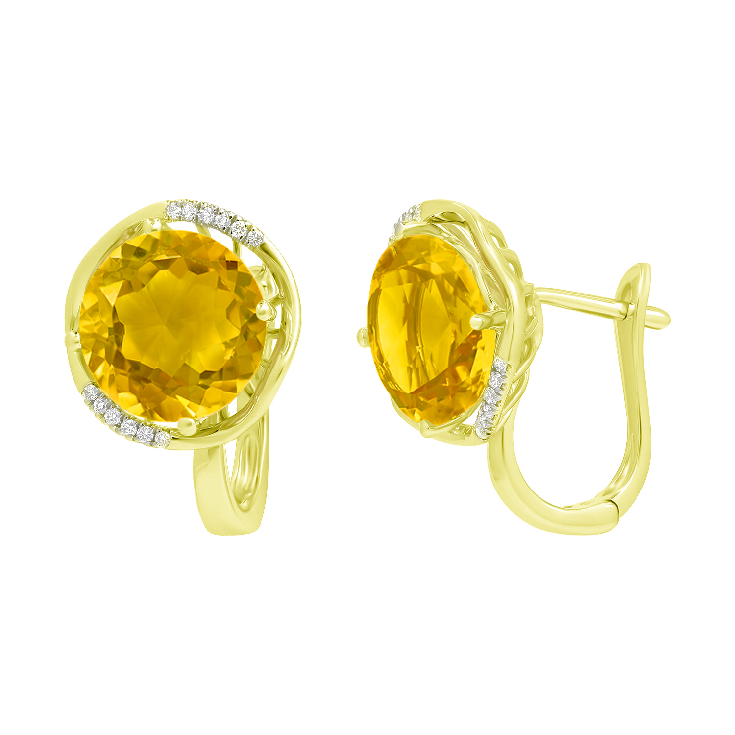 

Сережки з цитринами та діамантами у жовтому золоті из золота 1125004