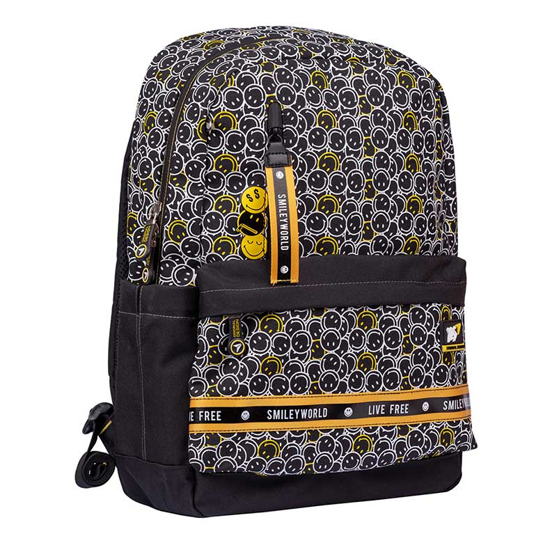 

Рюкзак школьный Yes 554561 Smiley World. Black and Yellow TS-56 45*31*14см