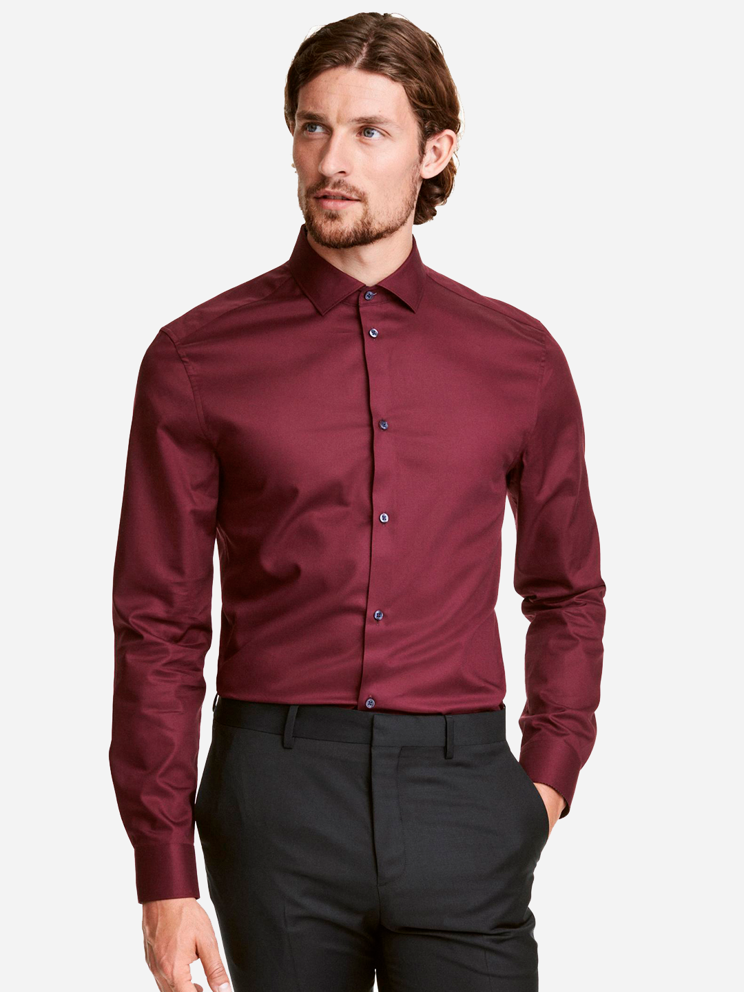 

Рубашка H&M 395127b35 S Бордовая
