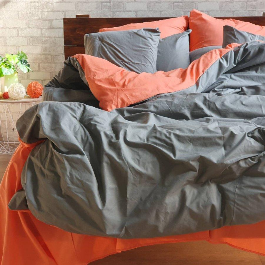 

Евро постельное белье Бязь Gold - Оранжевый с серым (2 НАВОЛОЧКИ!!!)