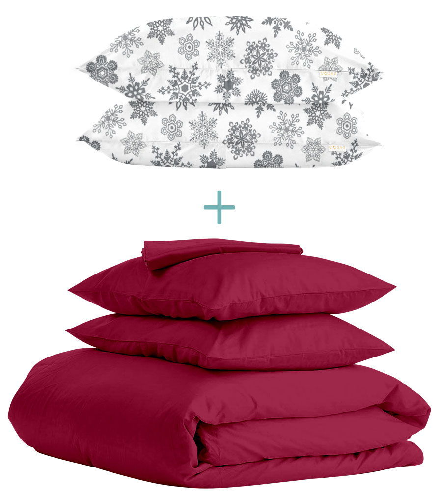 

Комплект Cosas Ranfors Bordo + подарок наволочки 2 шт Snowflakes Grey