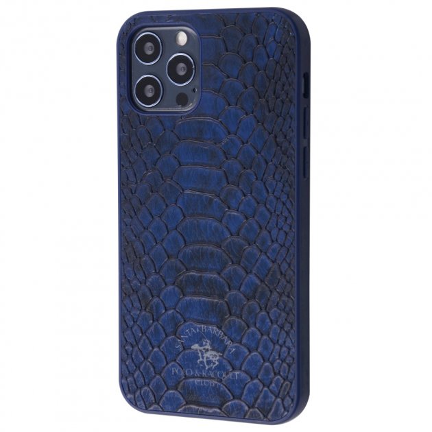 

Синий чехол Santa Barbara Polo Knight Змеиная кожа для iPhone 12