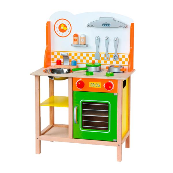 

Дитяча кухня Viga Toys з дерева з посудом (50957FSC)