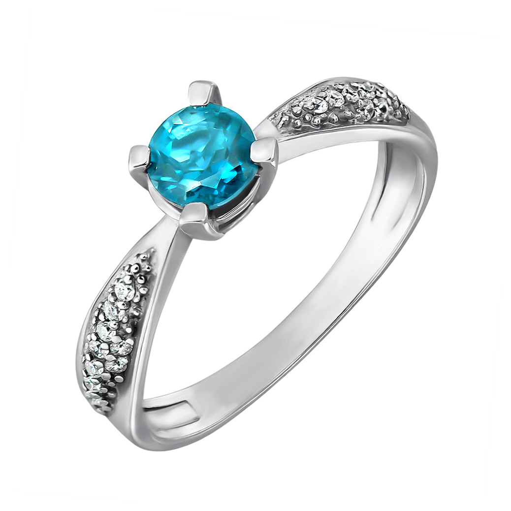 

Серебряное кольцо с топазаом и фианитами 000133651 17 размера