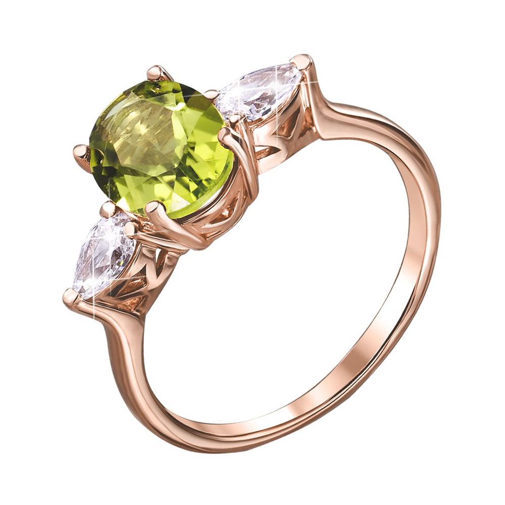 

Кольцо из красного золота с хризолитом и фианитом S Zirconia 000140485 16.5 размера