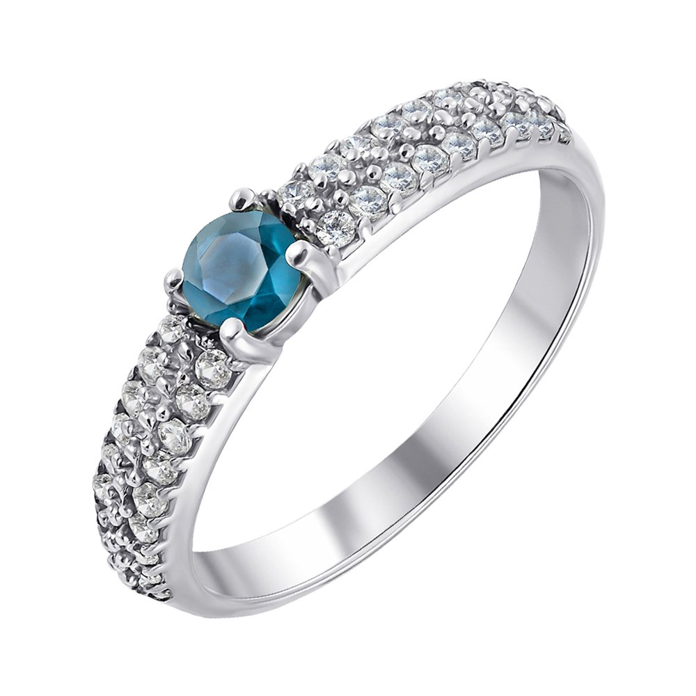 

Серебряное кольцо с лондон топазом и фианитами 000148411 18 размера