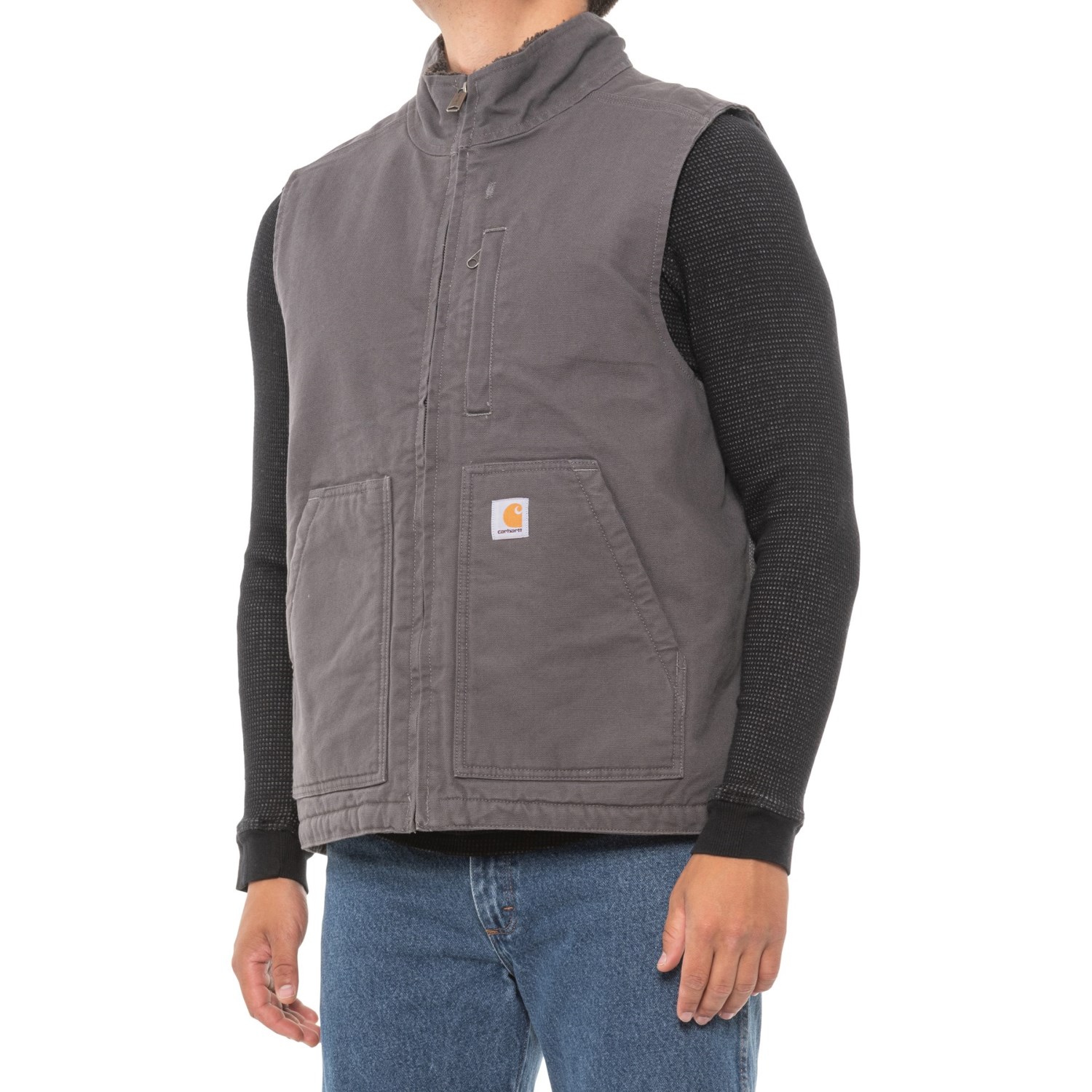 

Жилет Carhartt 104277 Washed Duck Mock Neck Vest - Sherpa Lined, Loose Fit, Factory Seconds Gravel, 5XL (58)