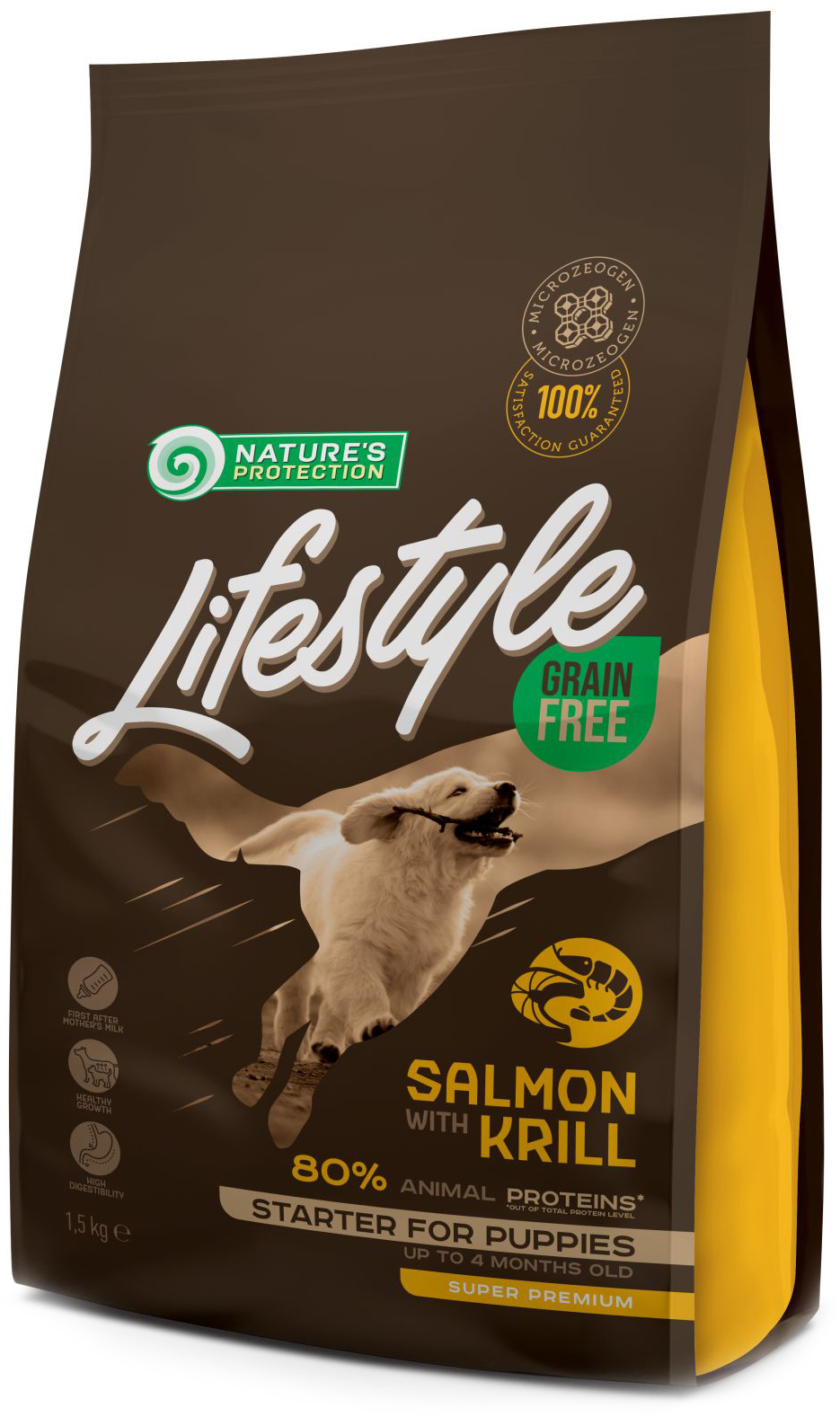 

Сухой беззерновой корм для щенков Nature's Protection Lifestyle Grain Free Salmon with krill Starter For Puppies с лососем и крилем 1.5 кг (NPLS45682) (4771317456823)