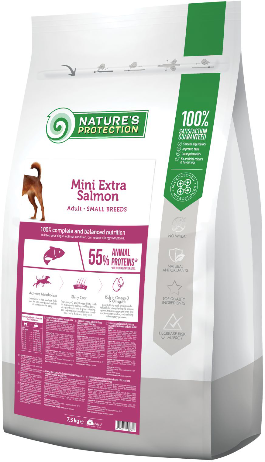 

Сухой корм для собак Nature's Protection Mini extra Salmon Adult Small breeds 7.5 кг (NPS45738) (4771317457387)