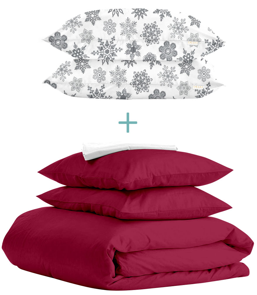 

Комплект Cosas Ranfors Bordo + подарок наволочки 2 шт Snowflakes Grey