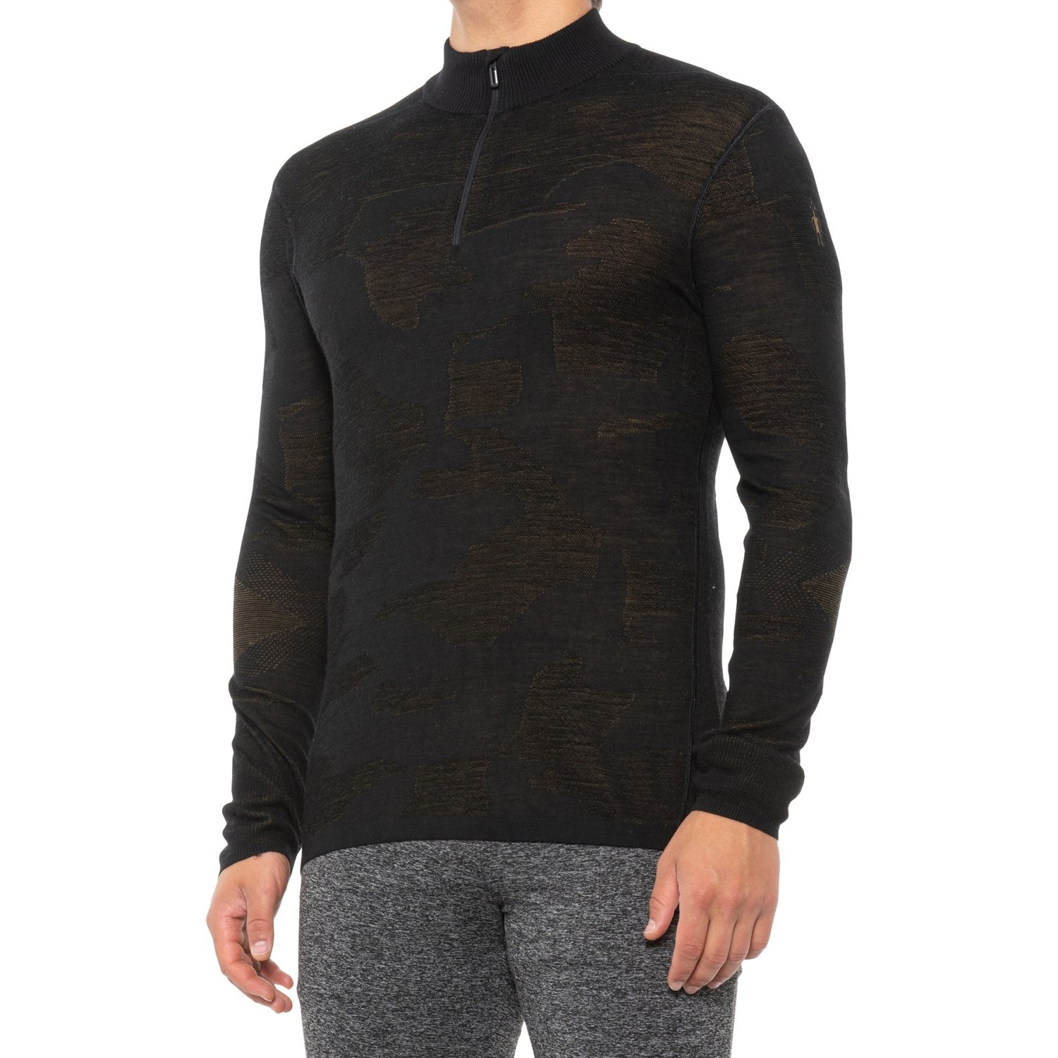 

Термо лонгслив SmartWool Intraknit Merino 200 Pattern - Merino Wool, Zip Neck, Long Sleeve (For Men) Black/Military Olive Camo, S (44)