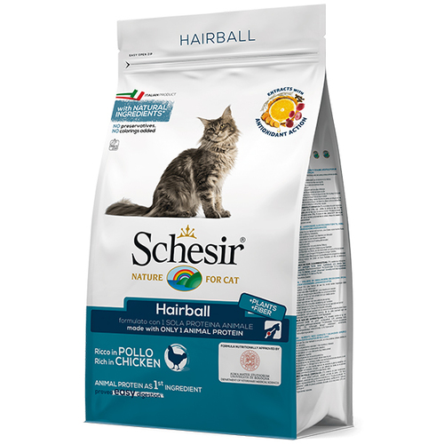 

Сухой корм монопротеиновый для взрослых котов с длинной шерстью Schesir Cat Hairball 1,5 кг Schesir BGL-SH-65