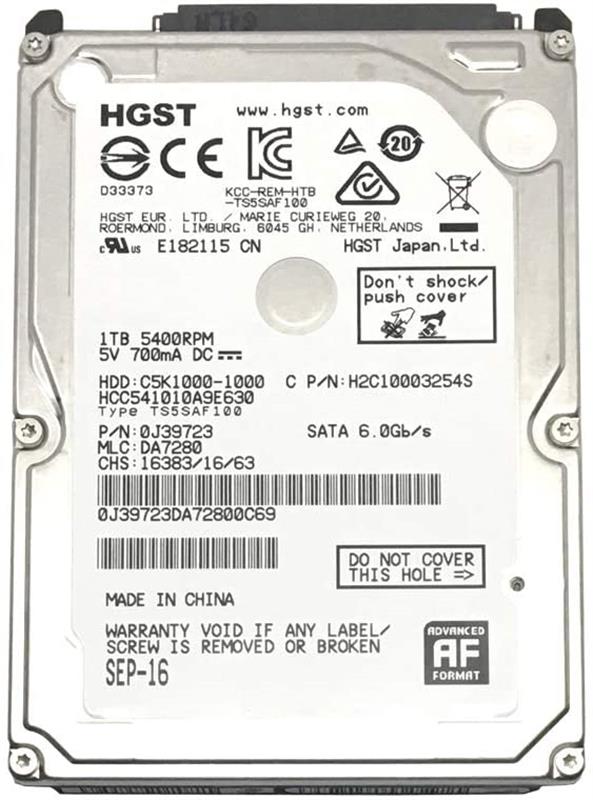 

Накопитель HDD 2.5" SATA 1.0ТB Hitachi (HGST) C5K1000 5400rpm 8MB (HCC541010A9E630)