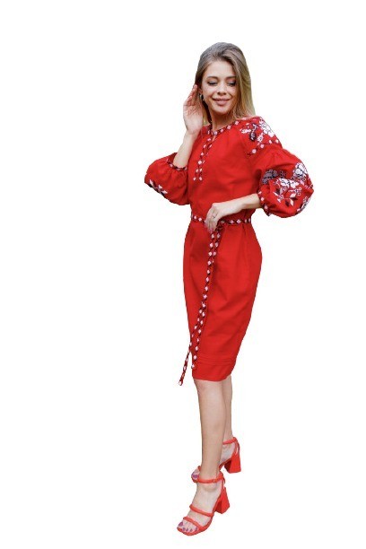 

Вышиванка платье женское "Пані 5" Красное, Вышиванка платье женское "Пані 5"L Красное