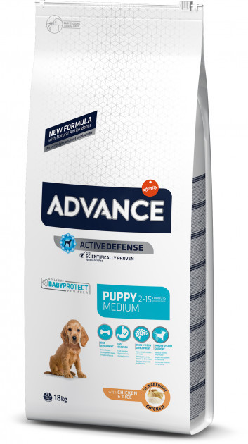 

Advance Dog Medium Puppy, корм для щенков средних пород (курица и рис), 18 кг.