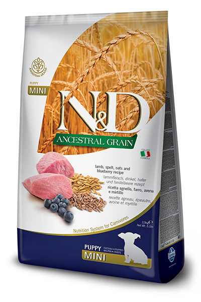 

Farmina (Фармина) N&D LOW GRAIN DOG LAMB & BLUEBERRY PUPPY MINI 2,5 KGНизкозерновой сухой корм для щенков мелких пород (ягненок / черника), 2,5 кг