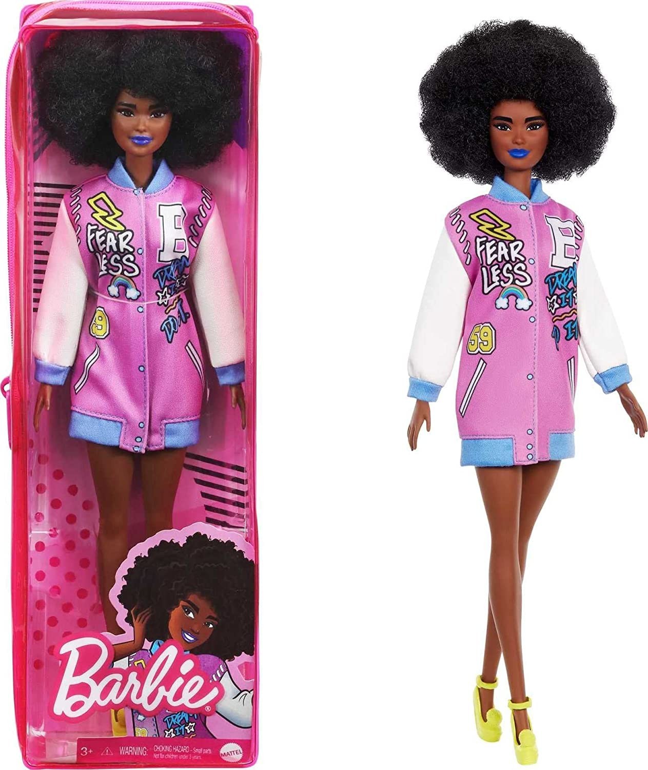 

Кукла Barbie Fashionistas Барби Модница темнокожая с вьющимися волосами брюнетка #156