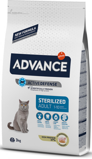 

Advance Cat Sterilized, сухой корм для стерилизованных котов с индейкой, 3 кг.