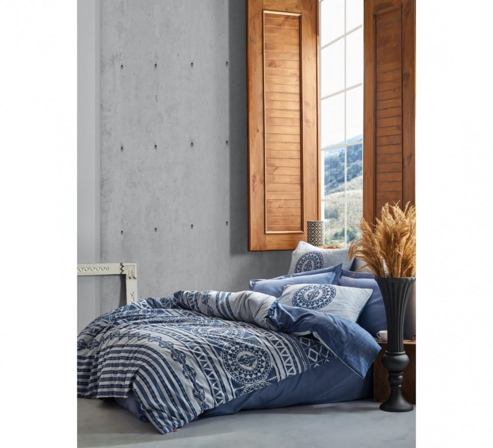 

Постельный комплект ранфорс Cotton Box Toprak Norvin indigo евро 010077736